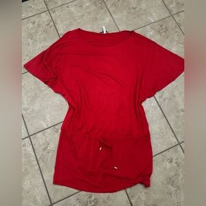 RED POOF OVER BLOUSE TOP